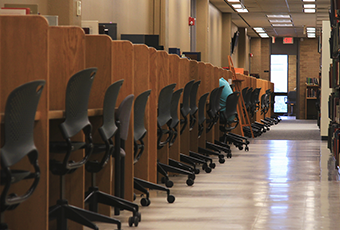 study carrels along a wall