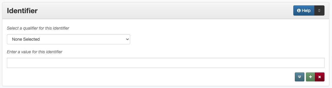 Screenshot of identifier element in metadata editing system.