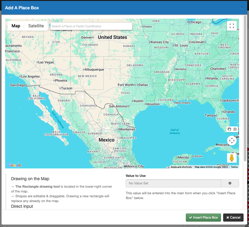 Screenshot of the coverage map modal