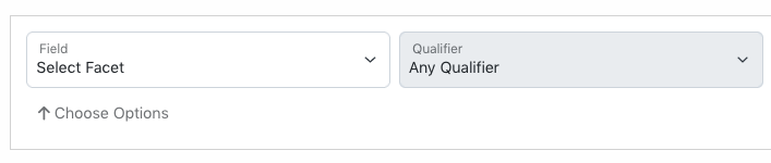 Screenshot of drop-down menus to choose a field and/or qualifier.